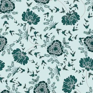 Floral seamless pattern ,flower branches seamless pattern 库存插图