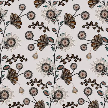 Floral seamless pattern ,flower branches seamless pattern 库存插图