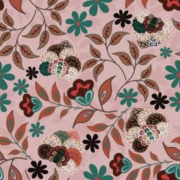 Floral seamless pattern ,flower branches seamless pattern , vector 库存插图