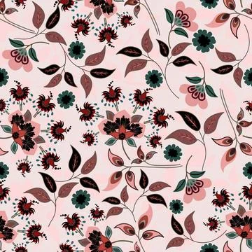 Floral seamless pattern ,flower branches seamless pattern , vector 库存插图