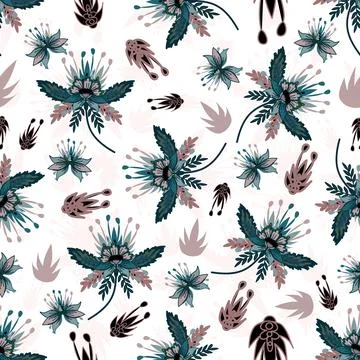 Floral seamless pattern ,flower branches seamless pattern , vector Stockillustratie