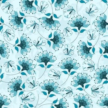 Floral seamless pattern ,flower branches seamless pattern , vector 库存插图