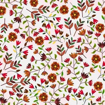 Floral seamless pattern ,flower branches seamless pattern , vector イラスト素材