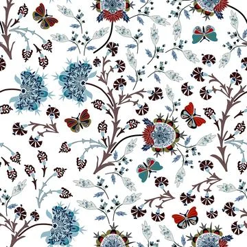 Floral seamless pattern ,flower branches seamless pattern , vector Illustrazione stock