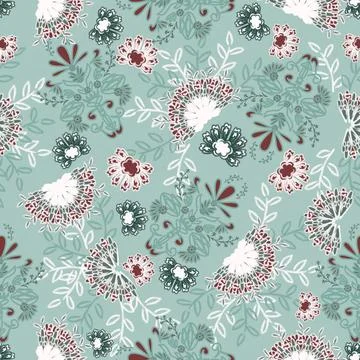 Floral seamless pattern ,flower branches seamless pattern , Stock Illustration