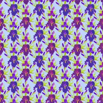 Floral seamless pattern. Flower iris background. Stock Illustration