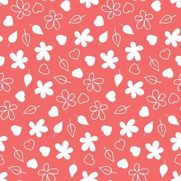 Floral seamless pattern flower leaf heart vector illustration for design and  イラスト素材