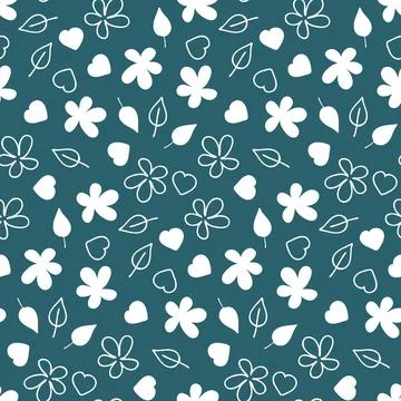Floral seamless pattern flower leaf heart illustration for design and decorat Illustrazione stock