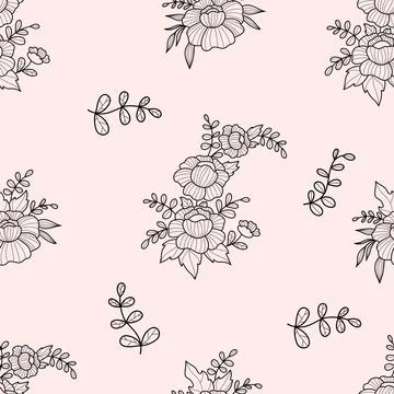 Floral seamless pattern with flower on light pink pink background. Vector I.. Illustrazione stock