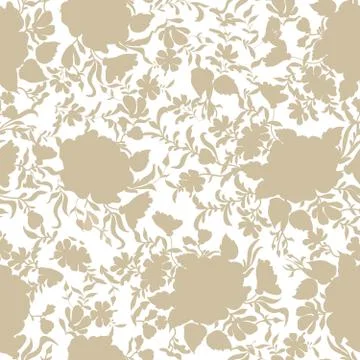 Floral seamless pattern. Flower rose silhouette. Garden background Stock Illustration