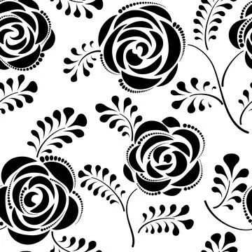 Floral seamless pattern with flower rose. Abstract swirl line bloom background イラスト素材