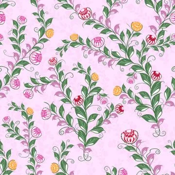 Floral seamless pattern with flowering plants Stock Illustration