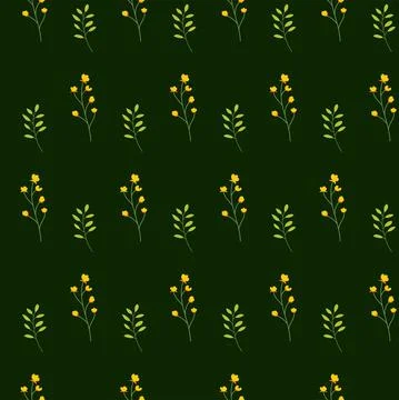 Floral seamless pattern with flowers and leaves on green background. Stock Illustration