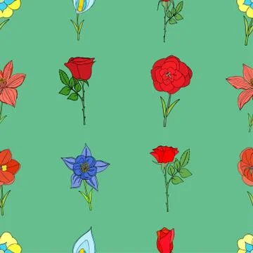 Floral seamless pattern with flowers. Illustrazione stock