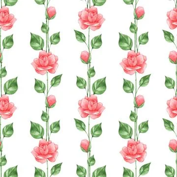 Floral seamless pattern with flowers red roses Stockillustratie