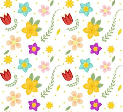 Floral seamless pattern. Flowers repeating texture. Botanical endless backg.. Stock Illustration