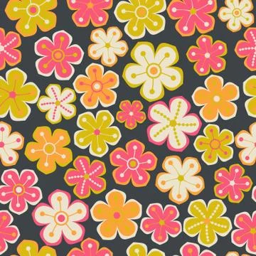 Floral seamless pattern with flowers. vector blooming doodle floral texture.  Stock Illustration