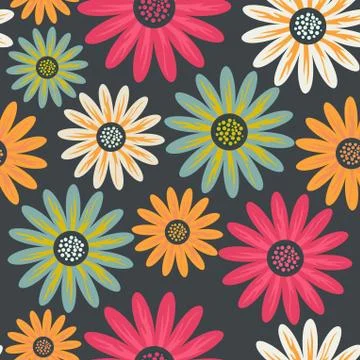 Floral seamless pattern with flowers. vector blooming doodle floral texture.  Stock Illustration
