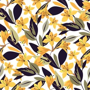 Floral seamless pattern with flowers. Vector yellow flowers Stock Illustration