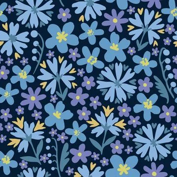 Floral seamless pattern in folk boho style. Ditsy print for textile, fashion and 스톡 일러스트