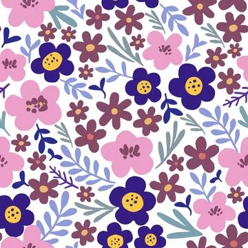 Floral seamless pattern in folk boho style. Ditsy print for textile, fashion and Stock Illustration