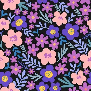 Floral seamless pattern in folk boho style. Ditsy print for textile, fashion and Stock Illustration