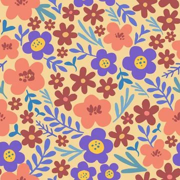Floral seamless pattern in folk boho style. Ditsy print for textile, fashion and 스톡 일러스트