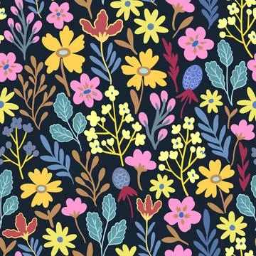 Floral seamless pattern in folk boho style. Ditsy print for textile, fashion and Illustrazione stock