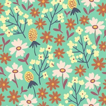 Floral seamless pattern in folk boho style. Ditsy print for textile, fashion and 스톡 일러스트