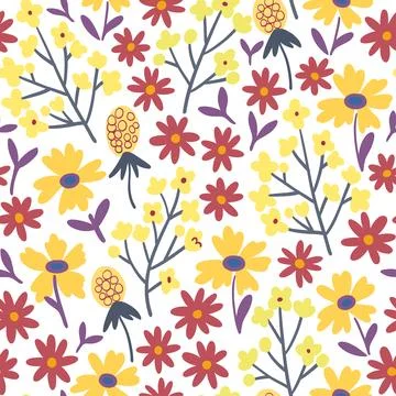 Floral seamless pattern in folk boho style. Ditsy print for textile, fashion and Illustrazione stock