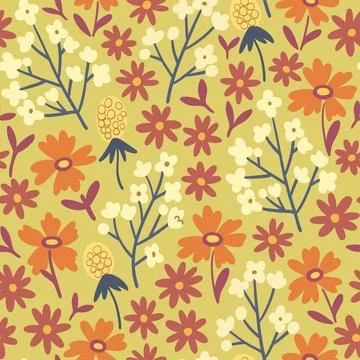 Floral seamless pattern in folk boho style. Ditsy print for textile, fashion and Stock Illustration