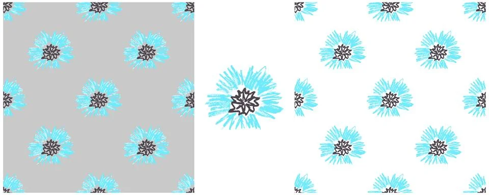 Floral seamless pattern. Girly pattern, flowers. Set drawings with wax crayon Stock Illustration