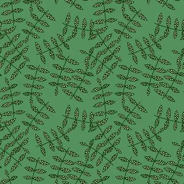 Floral seamless pattern on green background. Nature wallpaper. Botany texture Stock Illustration