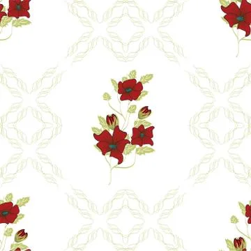 Floral seamless pattern. Hand drawn abstract gradient flowers with doodle dec Stock Illustration