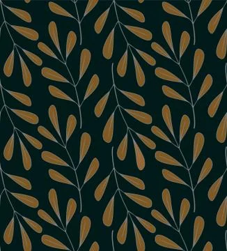 Floral Seamless Pattern. Hand-drawn Plant Pattern With Brown Leaves And Light Stock Illustration