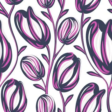 Floral seamless pattern. Hand drawn creative flowers. Colorful artistic backg Illustrazione stock