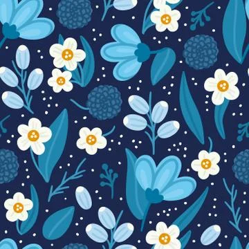 Floral seamless pattern. Hand drawn beautiful flowers. Colorful repeating bac Stock Illustration