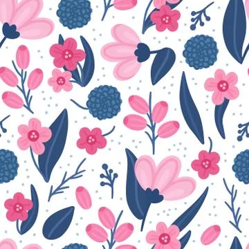Floral seamless pattern. Hand drawn beautiful flowers. Colorful repeating bac Stock Illustration