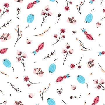 Floral seamless pattern. Hand drawn beautiful flowers. Colorful repeating bac Stock Illustration