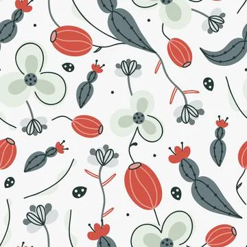 Floral seamless pattern. Hand drawn beautiful flowers. Colorful repeating bac Stock Illustration