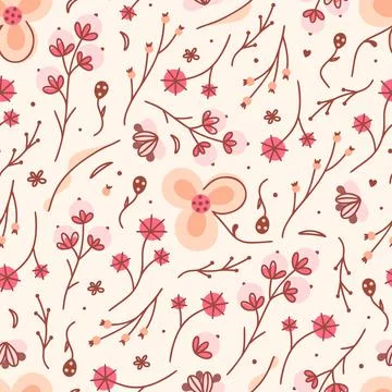 Floral seamless pattern. Hand drawn beautiful flowers. Colorful repeating bac Stock Illustration