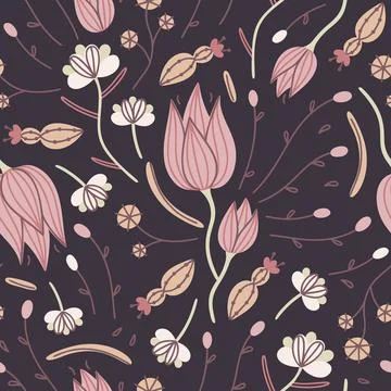 Floral seamless pattern. Hand drawn beautiful flowers. Colorful repeating bac Stock Illustration