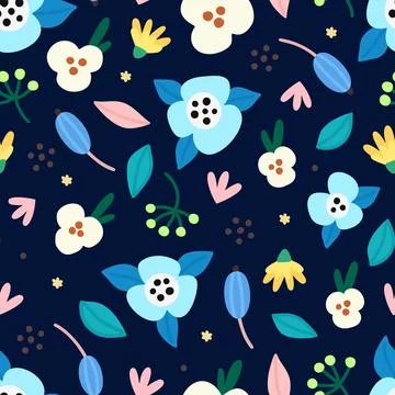 Floral seamless pattern. Hand drawn beautiful flowers. Colorful repeating bac Stock-Illustration