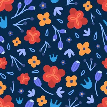 Floral seamless pattern. Hand drawn beautiful flowers. Colorful repeating bac Stock Illustration