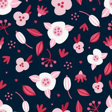Floral seamless pattern. Hand drawn beautiful flowers. Colorful repeating bac Stock Illustration