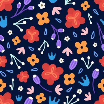 Floral seamless pattern. Hand drawn beautiful flowers. Colorful repeating bac Stock Illustration