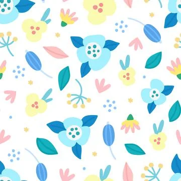 Floral seamless pattern. Hand drawn beautiful flowers. Colorful repeating bac Stock Illustration
