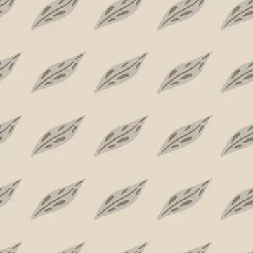 Floral seamless pattern with hand drawn doodle leaf elements. Beige colored a Illustrazione stock
