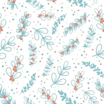 Floral seamless pattern. Hand drawn doodle leaves pattern can be used for Stock Illustration