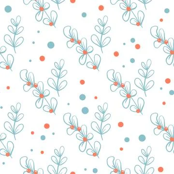 Floral seamless pattern. Hand drawn doodle leaves pattern can be used for Stock Illustration